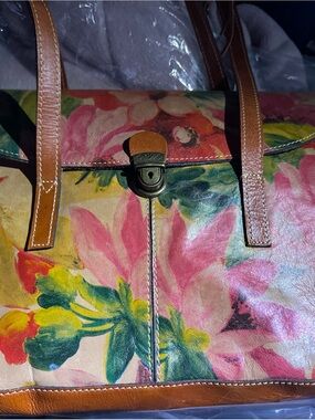 Patricia Nash Floral Leather Tote Bag in Multi-Color EUC Beautiful